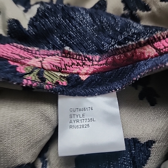 Tadashi Shoji Navy Floral Lace Brocade Illusion Maxi Gown Dress Bell Sleeves 10 - Picture 8 of 8